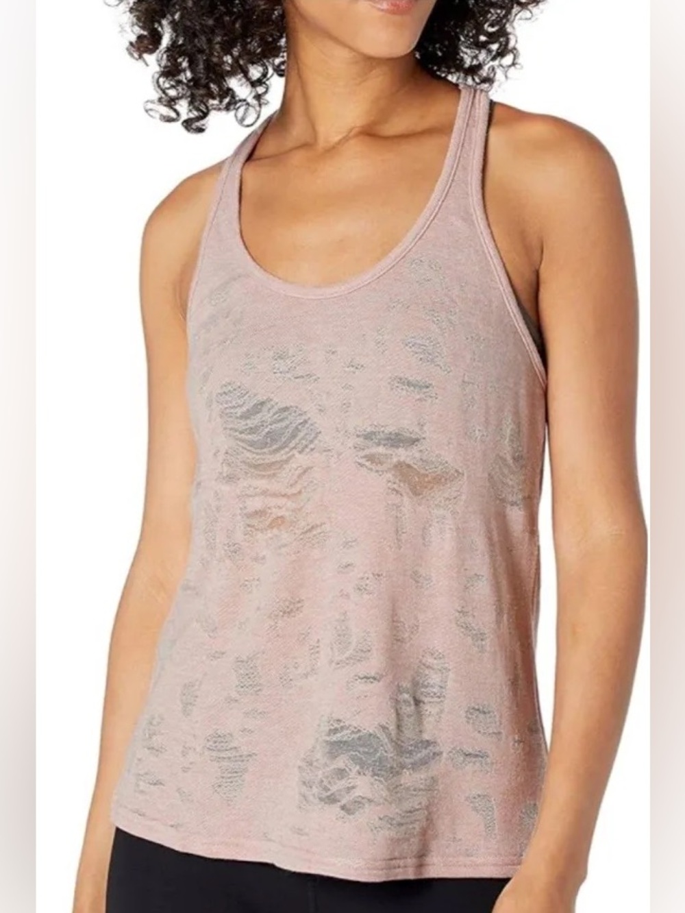 Alo Yoga Pure Distressed Tank Brown Sleeveless Y2K Boho Small